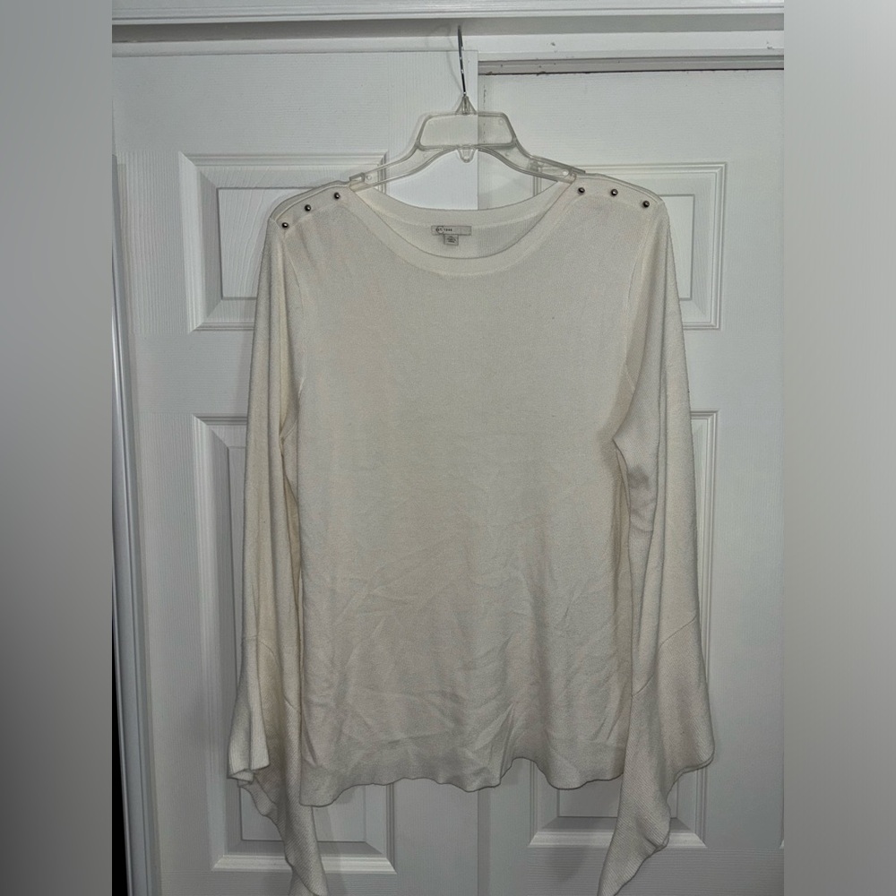 Cato Women’s Cream Sweater with long, sleeve-detail, Size XL